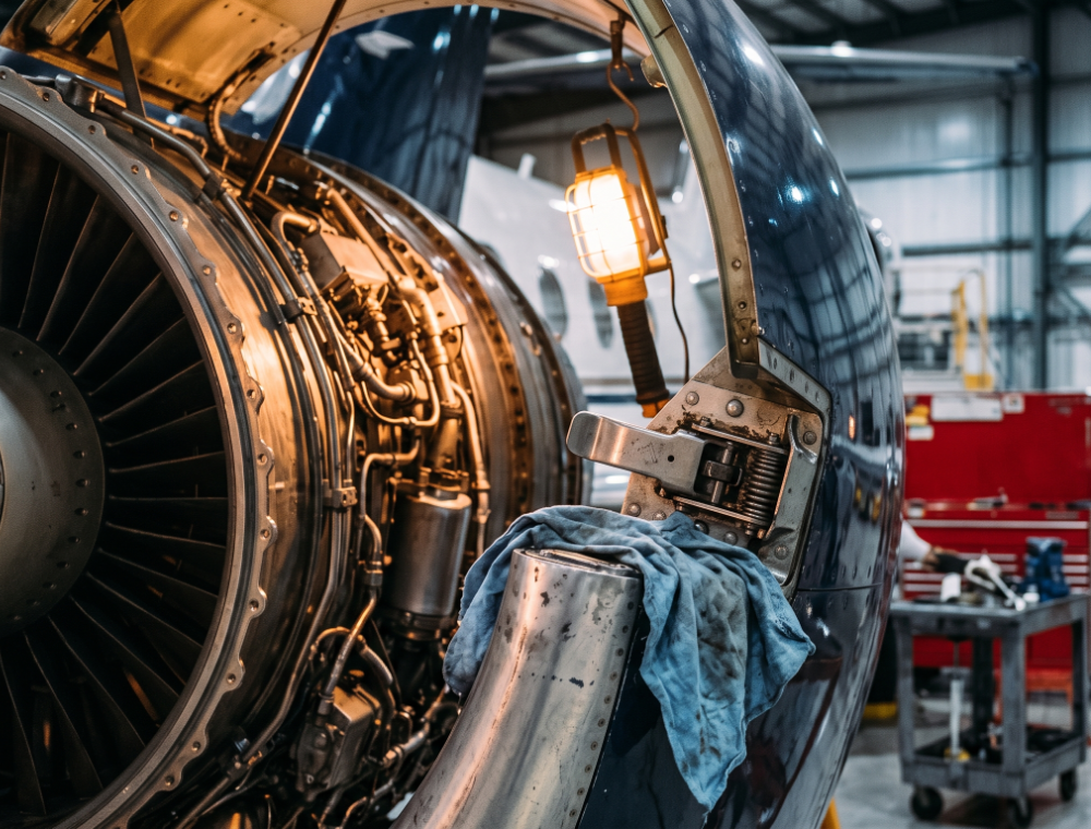 Engine maintenance in the hangar